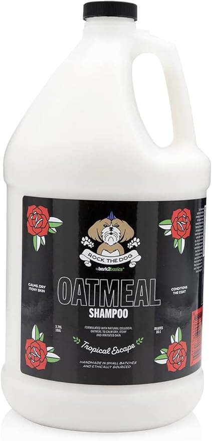 Bark2Basics Rock The Dog Oatmeal Dog Shampoo, 1 Gallon - Natural Colloidal Oatmeal, Natural, Calms Dry Itchy Irritated Skin, Moisturizes and Soothes The Skin and Coat, Professional Grade-Mewly Pet