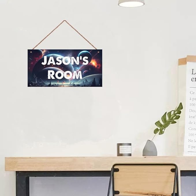 Personalized Signs Universe Sign Science Fiction Theme Sign For Kids Room Nursery Wall Art Décor Outer Space Art Wall Decor For Boys Room Girls Bedroom Little Man Cave