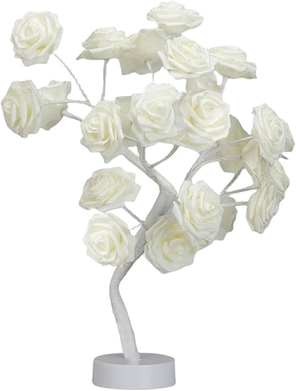 COLORLIFE Rose Lamp White Room Decoration White Flower Night Light Gift for Girlfriend Mom Daughter Aunt Gift for Her Birthday Holiday Party Wedding Room Decoration