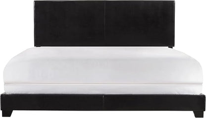 Crown Mark Erin Upholstered Panel Bed in Black, King