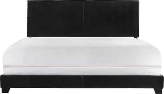 Crown Mark Erin Upholstered Panel Bed in Black, King