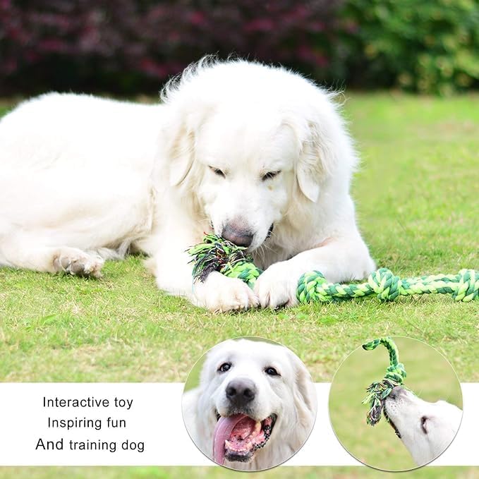 SHARLOVY Dog Toys for Large Dogs and Aggressive Chewers, Indestructible XL Durable Dog Toy,5-Knot Rope Tug,Heavy Duty Chew Sturdy Cotton Knot Rope Toy for Large Breed Dogs-Mewly Pet
