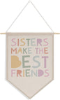Cute Girl Decor Canvas Banner, Girls Room Decor, Flags for Bedroom Girls, Bedroom Playroom Wall Art Decorations, Boho Twin Sign, Siblings Room Hanging Pennant Flag Banner
