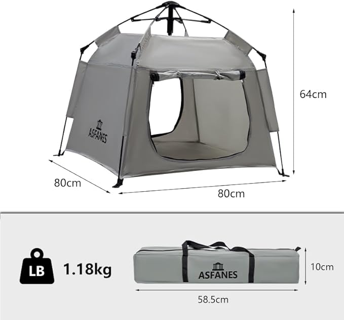 Outdoor Waterproof Pet Automatic Camping Tent, Pop up Cave Bed for Indoor Cats and Small Dogs, Portable Cat House Dog House, Grey.-Mewly Pet