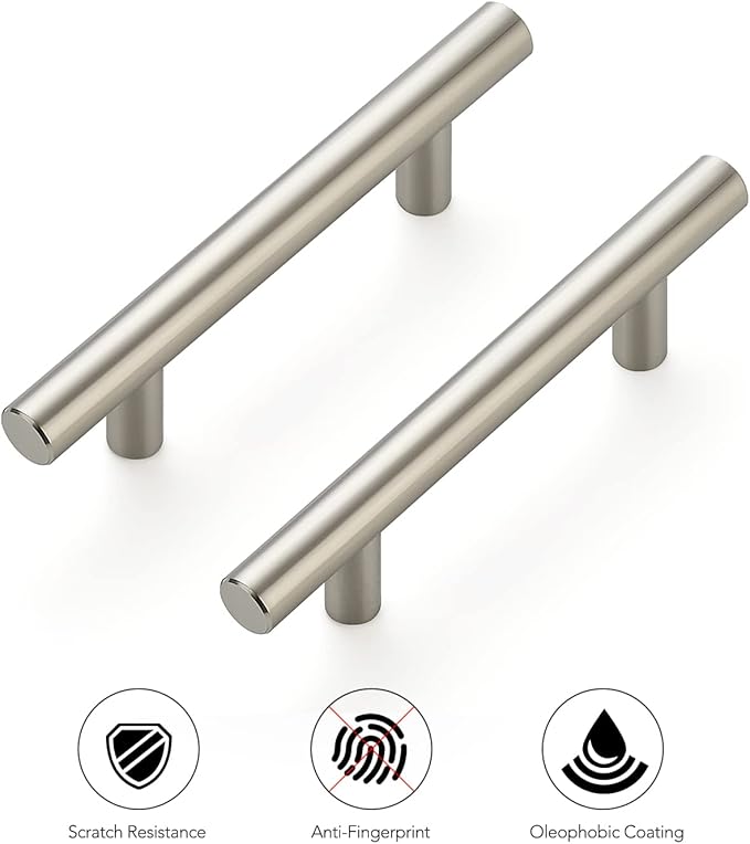 Ravinte 30 Pack | 5'' Cabinet Pulls Satin Nickel Stainless Steel Kitchen Drawer Pulls Cupboard Pulls Brushed Nickel Cabinet Handles 5”Length with 3” Hole Center