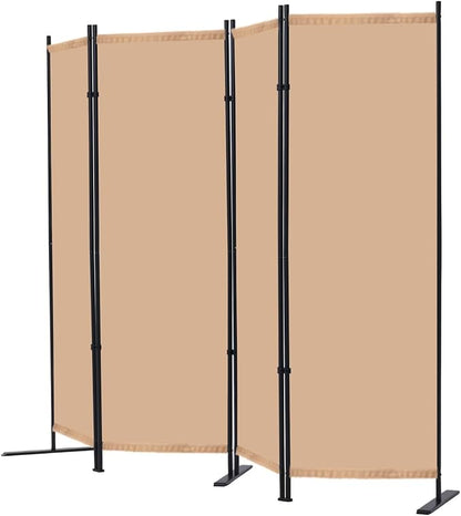 RANTILA 4 Panel Room Divider, 6 FT Folding Privacy Screen with Wide Feet, Freestanding Partition for Room Separation, Portable Room Divider Panel, 89" W x 71" H, Beige