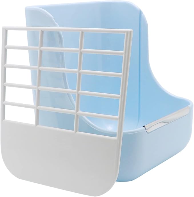 Litewoo Rabbit Hay Feeder Guinea Pig Feeder, 2 in 1 Automatic Small Animal Food Bowl Feeding Cage Accessories (Blue)-Mewly Pet