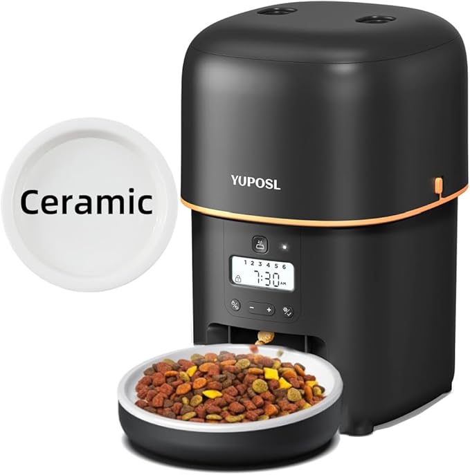 Automatic Cat Feeder - 2L Cat Food Dispenser, Timed Auto Pet Feeder with 180-day Battery Life, 1-6 Meals Per Day, 1-16 Portion, Ceramic Bowl, Desiccant Bag Keeps Dry Food Fresh, Also for Small Dogs-Mewly Pet