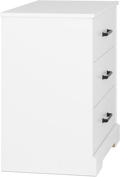 Prepac Rustic Ridge Farmhouse Nightstand Bedside Table, White Nightstand for Bedroom, End Table with 3 Drawers 16.25"D x 27.5"W x 26.75"H