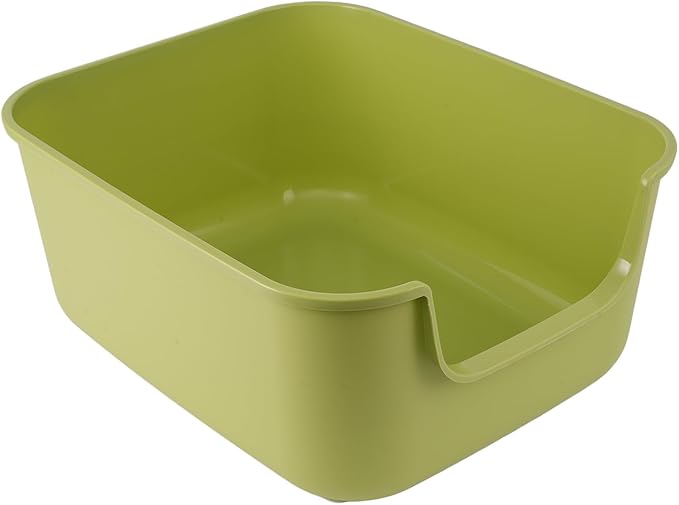 Large Cat Litter Box with High Sides,Cat Boxes for Indoor Cats,Cat Litter Pan for Kitty,Litter Box with Low Entry,Easy to Clean,Anti-Splashing (Green)-Mewly Pet