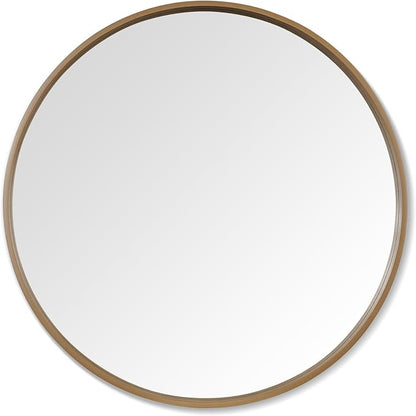 WallBeyond Round Wood Mirror, 32" Round Modern Decoration Large Circle Wall Mirror for Bathroom Living Room Bedroom Entryway, Honey
