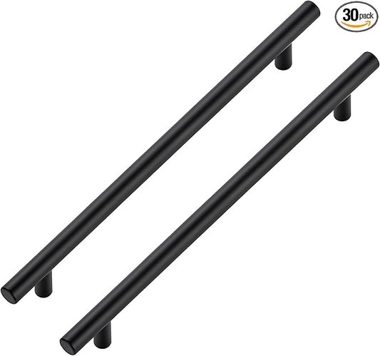 JOY DECOR 30 Pack Cabinet Handles, Black Cabinet Pulls, 8-3/4 in Hole Center Kitchen Hardware, Stainless Steel T Bar Handles for Dresser Drawers
