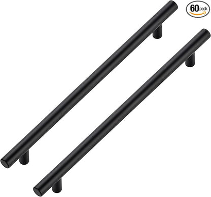 JOY DECOR 60 Pack Cabinet Handles, Black Cabinet Pulls, 8-3/4 in Hole Center Kitchen Hardware, Stainless Steel T Bar Handles for Dresser Drawers