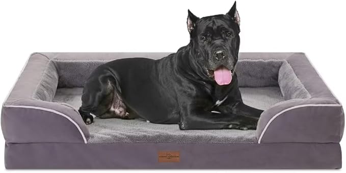 Comfort Expression XXL Waterproof Orthopedic Dog Bed for Extra Large Dogs, Orthopedic Foam Dog Beds, Washable Dogs Sofa Bed with Removable Cover & Non-Slip Bottom(XX-Large,Purple)-Mewly Pet