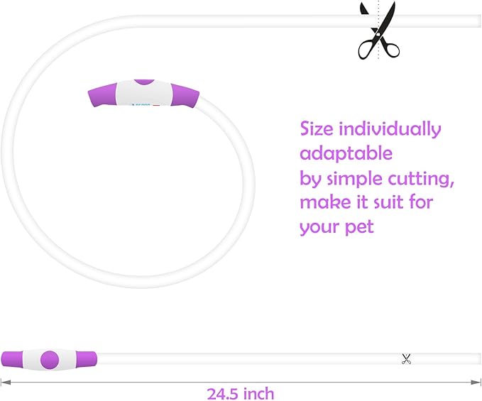 Light up Dog Collar, BSEEN USB Rechargeable Flash Dog Necklace Light, Pet Safety Collar Makes Your Beloved Dogs Be Seen at Night for Small Medium Large Dogs(Purple)-Mewly Pet
