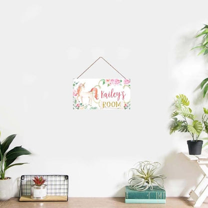 Personalized Beautiful Unicorn Sign, Magic Unicorn Sign Girls Room Baby Nursery Bedroom Door Art Custom Name Plaque Sign Wall Decor Kids Room Boys Playroom
