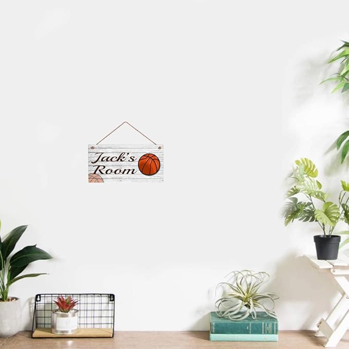 Personalized Signs Basketball Sign Wall Decor Decorations for Kids Room Baby Bedroom Game Room Custom Name Wooden Sign for Boys Room…