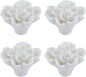 4PCS 1.57" × 1.14" Ceramics White Rose Knobs Flower Shaped Drawer Pulls for Cupboard with 2 Kinds of Screws