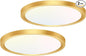 hepside 2PACK Flush Mount LED Ceiling Light Fixture Golden, 12Inch 28W, Dimmable 3000K-4500K-6000K 3 Color Selectable Ceiling Lamp 3200LM Low Profile Ceiling Light for Kitchen Bedroom Hallway