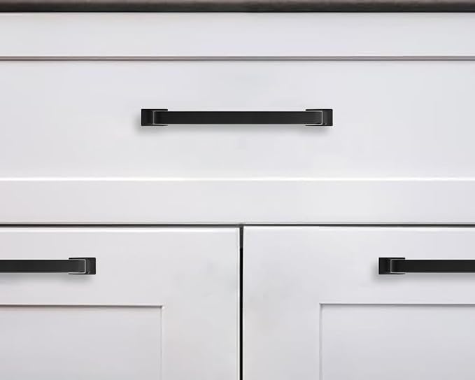 khtumeware 10 Pack 8 Inch Cabinet Handles - Matte Black Cabinet Pulls and Drawer Handles