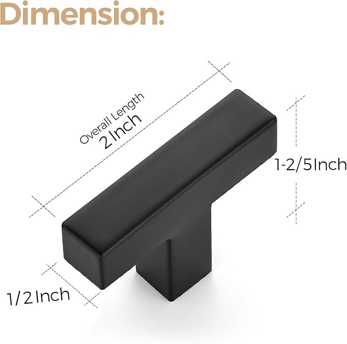Ravinte 3 Pack 2 inch Length Square Cabinet Pulls Matte Black Stainless Steel Kitchen Drawer Pulls Cupboard Handles Cabinet Handles
