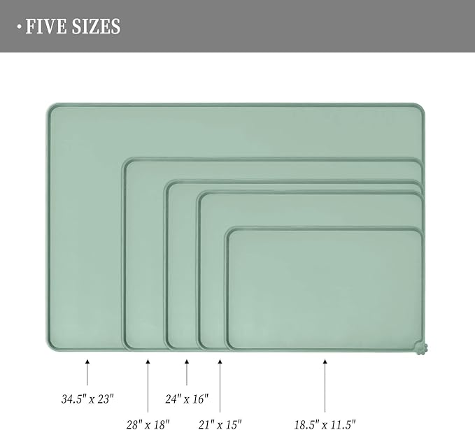 Waterproof Pet Feeding Mat with High Raised Edges, Heavier and Thicker Placemats for Cat Dog Water Bowl with BPA Free, Dogs Cats Food Mats for Messy Drinkers to Prevent Spill and Protect Floors-Mewly Pet