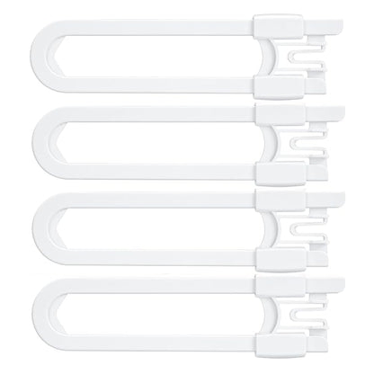 Vmaisi Baby Sliding Cabinet Locks - 4 Pack Adjustable U Shaped Child Safety Locks,Childproof Latches for Kitchen Bathroom Storage Cupboards Doors, Handles and Knobs White (4)