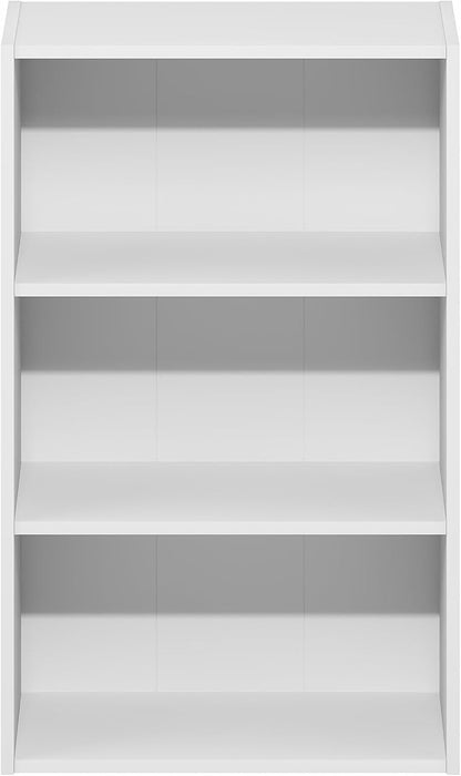 Furinno Basic Book Shelf, 3-Tier Bookshelf, Cube Storage Organizer Bookcase with Open Shelf, 7 x 17 x 26, for Living Room, Bedroom, Home Office, White