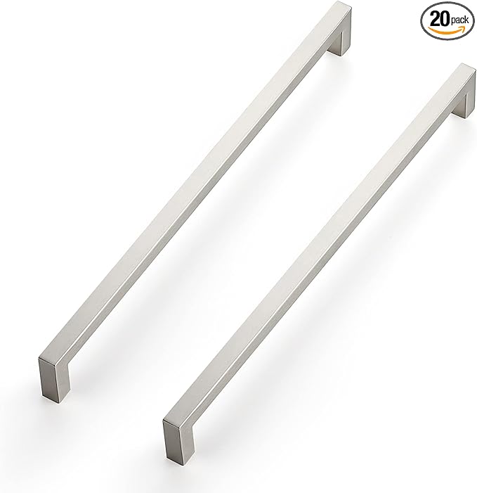 Ravinte 20 Pack 12-3/5 Inch Kitchen Square Cabinet Handles Satin Nickel Pulls Brushed Nickel Kitchen Cabinet Hardware Handles for Cupboard Drawer Pulls