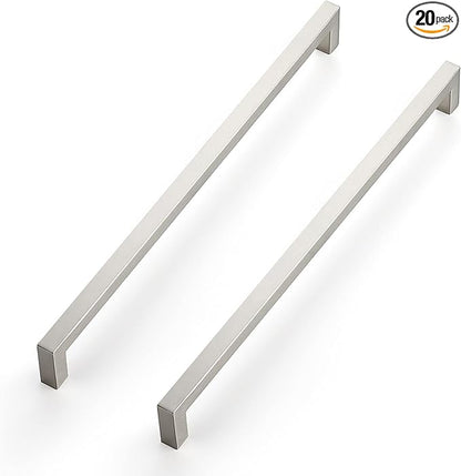 Ravinte 20 Pack 12-3/5 Inch Kitchen Square Cabinet Handles Satin Nickel Pulls Brushed Nickel Kitchen Cabinet Hardware Handles for Cupboard Drawer Pulls