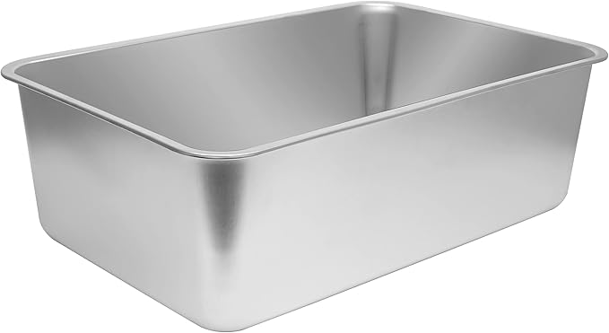 Kichwit Large Stainless Steel Cat Litter Box with High Sides, Metal Litter Pan for Big Cats, Non Stick Smooth Surface, Easy to Clean (23.4" L x 15.5" W x 7.6" H)-Mewly Pet