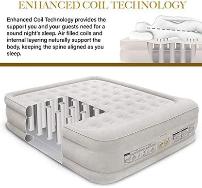 King Koil Luxury California King Air Mattress with Built-in Pump for Home, Camping & Guests - 20” King Size Inflatable Airbed Luxury Double High Adjustable Blow Up Mattress, Durable Waterproof