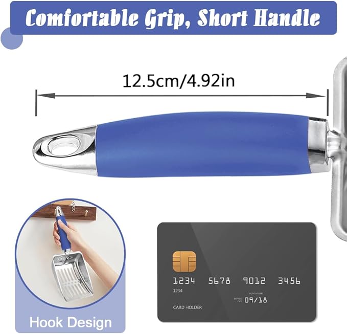 Cat Litter Scoop -Stainless Steel Metal Cat Litter Scoop-Sturdy Mesh Scooper - Mesh Shovel-Easy to Clean - Suitable for Cat Litter Box -Navy Blue-Mewly Pet