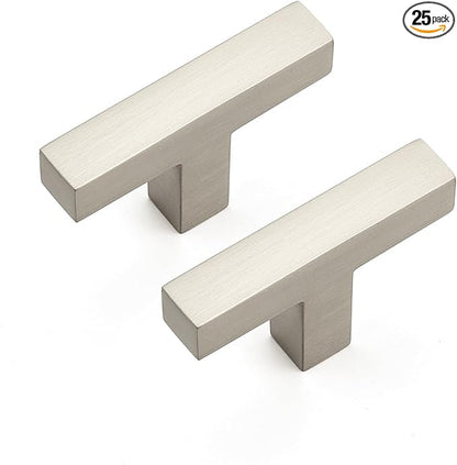 Ravinte 25 Pack Solid Single Hole Slim Square Bar Dresser Drawer Handles Kitchen Cabinet Handles Brushed Nickel Drawer Pulls Kitchen Cabinet Hardware Pulls
