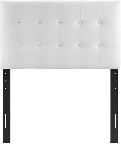 Modway Emily Tufted Button Faux Leather Upholstered Twin Headboard in White