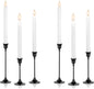 Nuptio Black Candle Holder Candlestick Holders Candle Sticks Holder Tapered Candle Holder Gothic Taper Candle Holders for Halloween Christmas Party Mantel Dinner Home Decoration 2 Sets(6 Pcs)