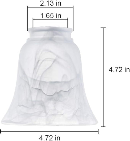 Ceiling Fan Light Covers, Transitional Style Bell Frosted Shade, Milky Scavo Glass Alabaster Shade, Perfect Ceiling Fan Globes Replacement Glass Accessories, Standard 2-1/8" Fitter Size, Pack of 4