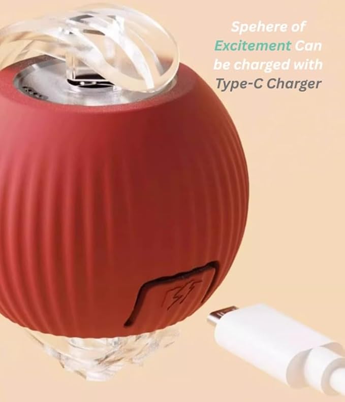 Indoor Cat Interactive Toy 360-degree Automatic Rolling Toy with Floor Flashing and Random Rolling for Cats and Dogs. Continuous Excitement, Fun and Stimulation for Your Cats and Dogs-(Red)-Mewly Pet