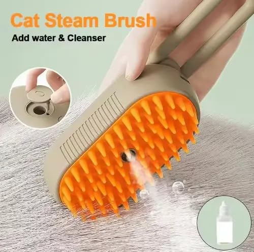 3-in-1 Cat Grooming Brush – Water Spray & Self-Cleaning Shedding Brush for Cats & Dogs – Pet Hair Removal & Massage Comb for Long & Short Hair (White). (White)-Mewly Pet