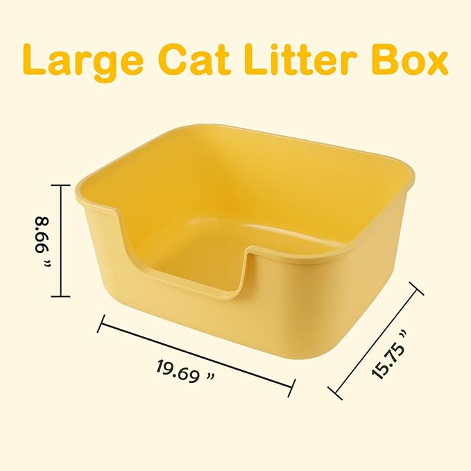 Large Cat Litter Box with High Sides,Cat Boxes for Indoor Cats,Cat Litter Pan for Kitty,Litter Box with Low Entry,Easy to Clean,Anti-Splashing (White)-Mewly Pet