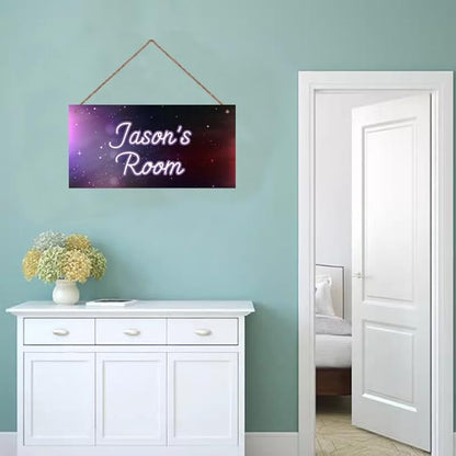 Personalized Outer Space Sign Universe Themed For Kids Room Nursery Baby Playroom Door Art Décor For Little Man Cave,Custom Name Stars Wall Decor Decorative Plate for Boys Room Girls Bedroom
