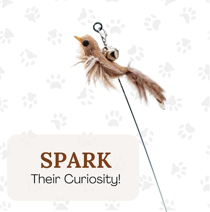 Cat Toys for Bored Indoor Adult Cats Any Surface Base Wand Stimulation Toys for Indoor Cats Cat Feather Toy Cat Feather Cat Toy Wand Juguetes para Gatos Activos Juegos para Gatos-Mewly Pet