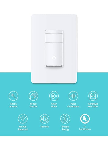 Kasa Smart Motion Sensor Switch, Single Pole, Needs Neutral Wire, 2.4GHz Wi-Fi Light Switch, Works with Alexa & Google Assistant, UL Certified, No Hub Required(KS200MP2),White,2-Pack