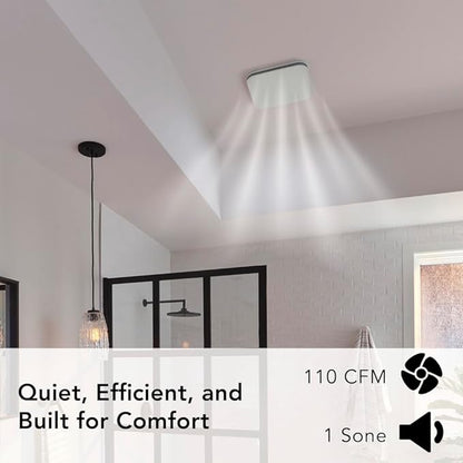 Broan-NuTone Bathroom Exhaust Fan – Easy Retrofit Without Attic Access, Ultra-Quiet 1 Sones, 110 CFM, ENERGY STAR Certified, Made in USA, Moisture & Odor Control with Easy-Clean Grille