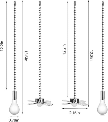 Ceiling Fan Pull Chain, 13.6 Inches Fan Pulls Set with Connector, 2 PCS Beaded Ball Fan Pull Chain (Nickel）