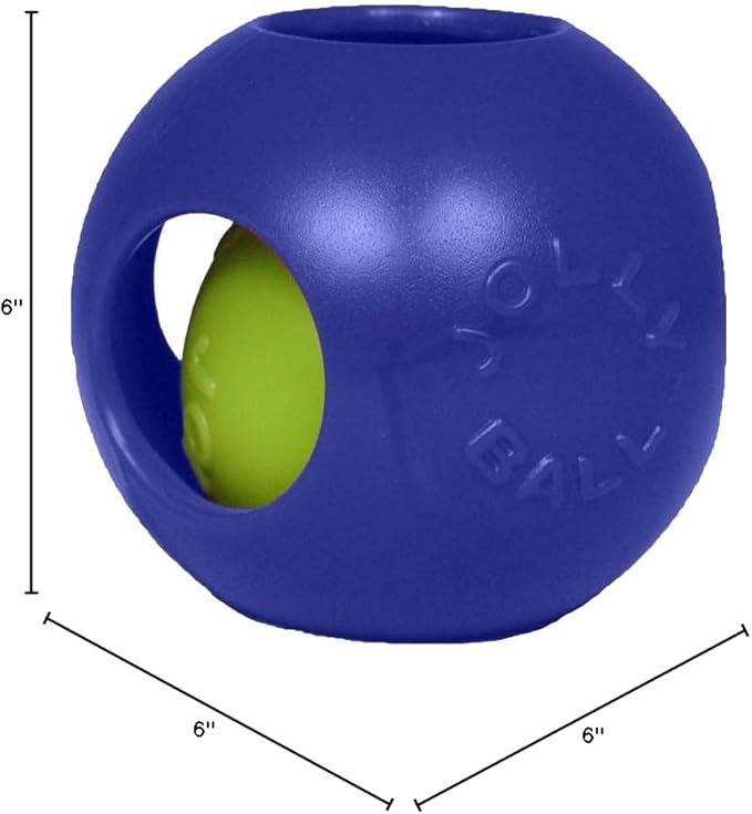 Jolly Pets Teaser Ball Dog Toy, Medium/6 Inches, Blue, 6-Inch Teaser Ball, Blue-Mewly Pet