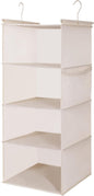 MAX Houser 4 Tier Shelf Hanging Closet Organizer, Space Saver,Closet Hanging Shelf with 2 Sturdy Hooks for Storage, Foldable (Beige)