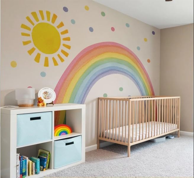 Large Rainbow Wall Decals – Removable Peel and Stick Décor for Kids Room, Playroom, Nursery Walls, and Bedroom Wall Décor - Wall Sticker (99" W x 53" H)