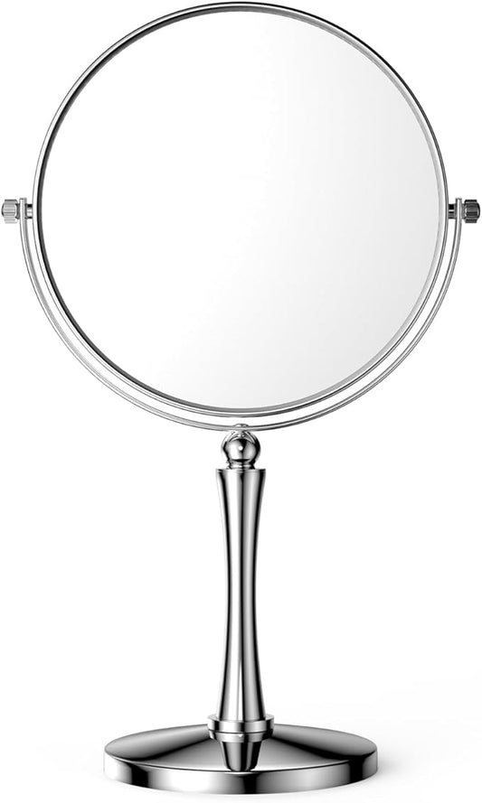 Nicesail 8” Desk Vanity Mirror, Personal Makeup Mirror Double-Sided with 1X/10X Magnification Magnified Mirror, Makeup Mirror for Home Hotel Desktop, Small Vanity Mirror, Chrome 10X