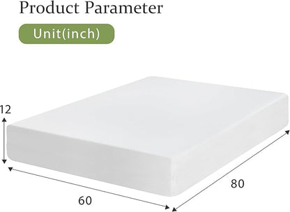 BestMassage | 12 Inch Queen Mattress | Gel Memory Foam | Medium Firm Feel | White | Bed in a Box, CertiPUR-US Certified | Pressure Relief, Cooling Ventilated Foam | Breathable Knit Cover